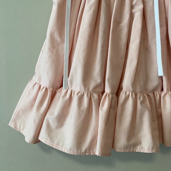 Handmade Children's Pink White 100% Cotton Tie Spaghetti Strap Dress - Picture 6 of 14